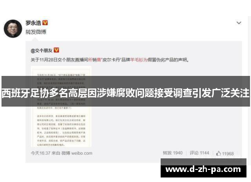 西班牙足协多名高层因涉嫌腐败问题接受调查引发广泛关注